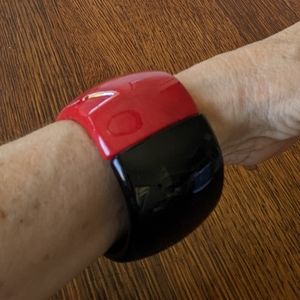 Chico's Black and Red Cuff with Magnetic Closure